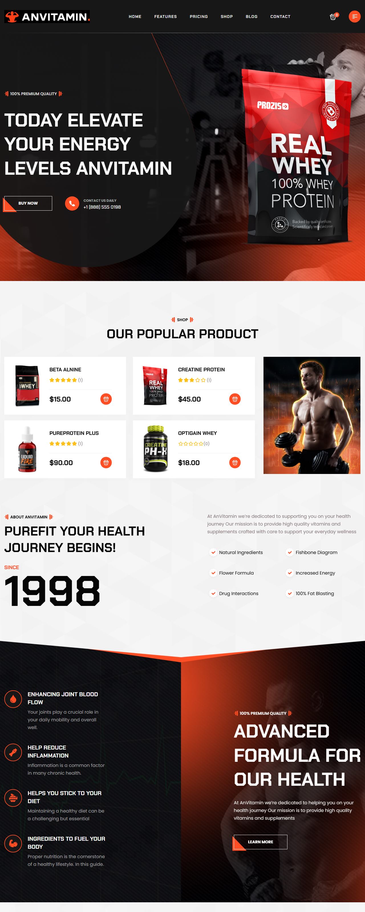 Preview of Anvitamin homepage